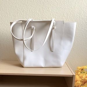 *Donated* Large Fake White Leather Minimalist Handbag